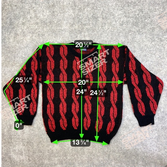 Edison Vintage Knitwear Black Red Cable Knit Sweater Men's Size Medium - Picture 8 of 9
